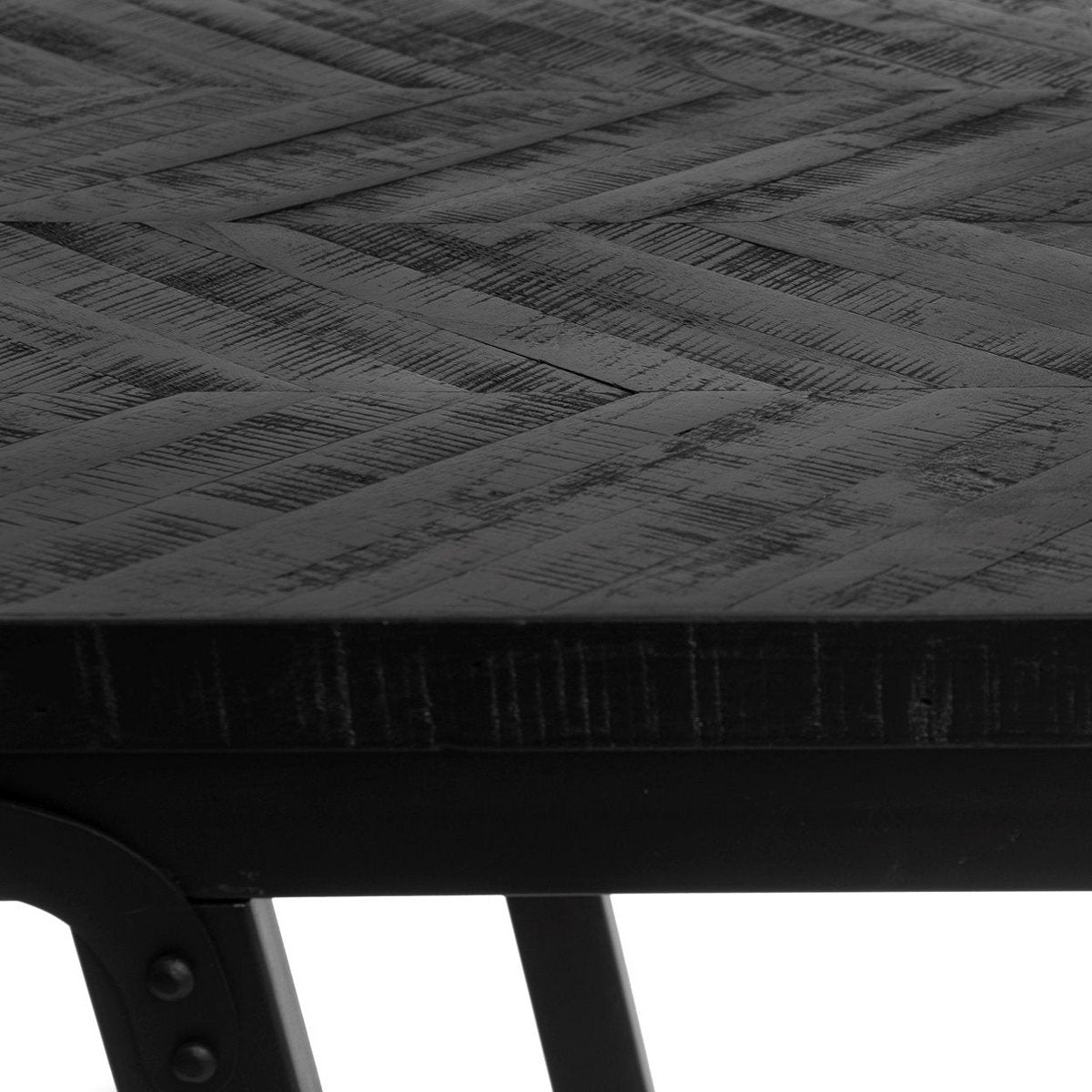 De Herringbone Markttafel - Zwart - 200 cm | woon-meubel.nl