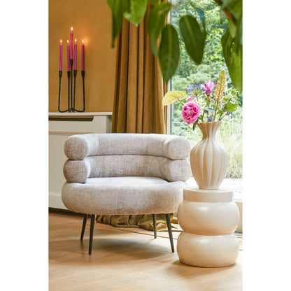 Vendi Bijzettafel - H40 x Ø35 cm - Keramiek - Crème |woon-meubel.nl