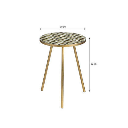 Table d'appoint d'extérieur Alanza - H52 x Ø39 cm - Métal - Vert