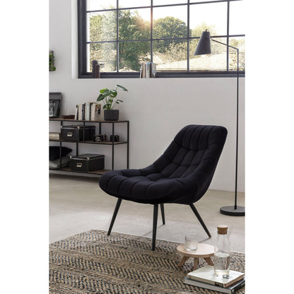 Fauteuil XXL fluweel zwart metaal zwart |woon-meubel.nl