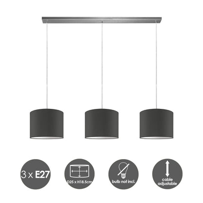 Hanging lamp Beam 3L, anthracite Lampshade, 25cm