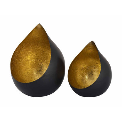 Handgemaakte Theelichthouders – Zwart & Goud – Set van 2