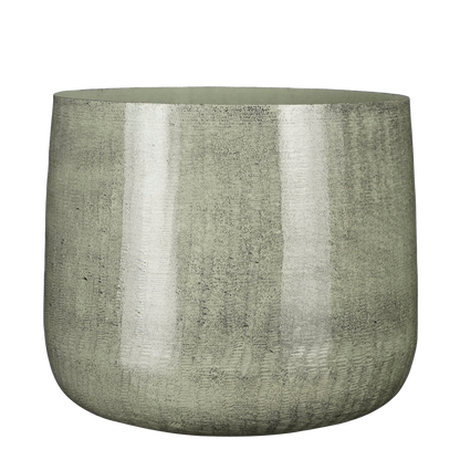 Cache-pot Benson - H27 x Ø32 cm - Métal - Gris clair