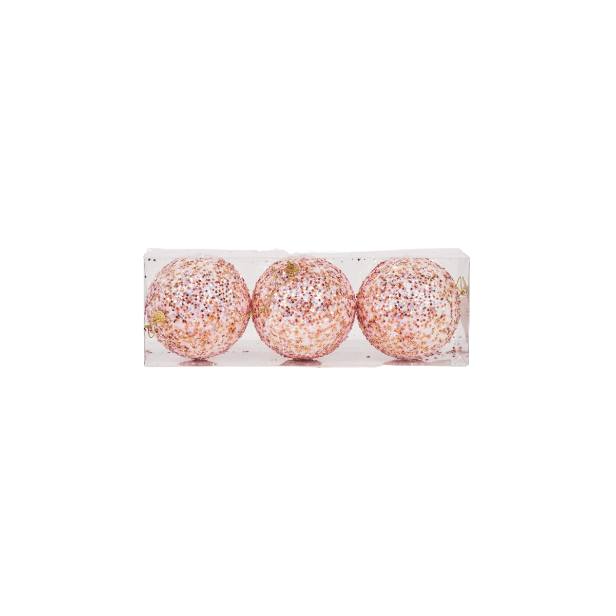 Kersthangers- Kerstballen- Schuim- Roze Glitter -S3- 10cm