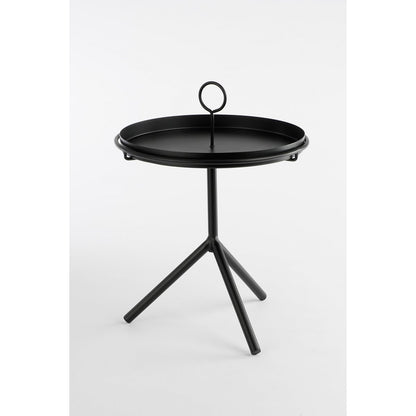 Aston Bijzettafel met Afneembaar Dienblad - H40 x Ø31 cm, Zwart|woon-meubel.nl