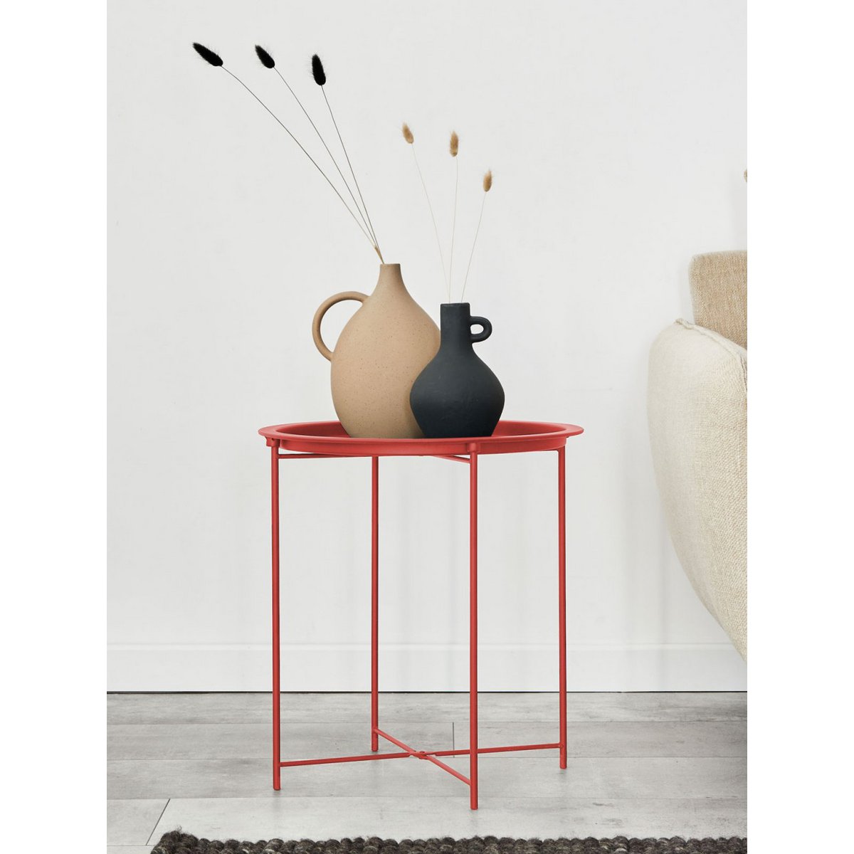 Bijzettafel met opbergruimte – Ø 47 cm | In verschillende kleuren | Voor binnen en buiten