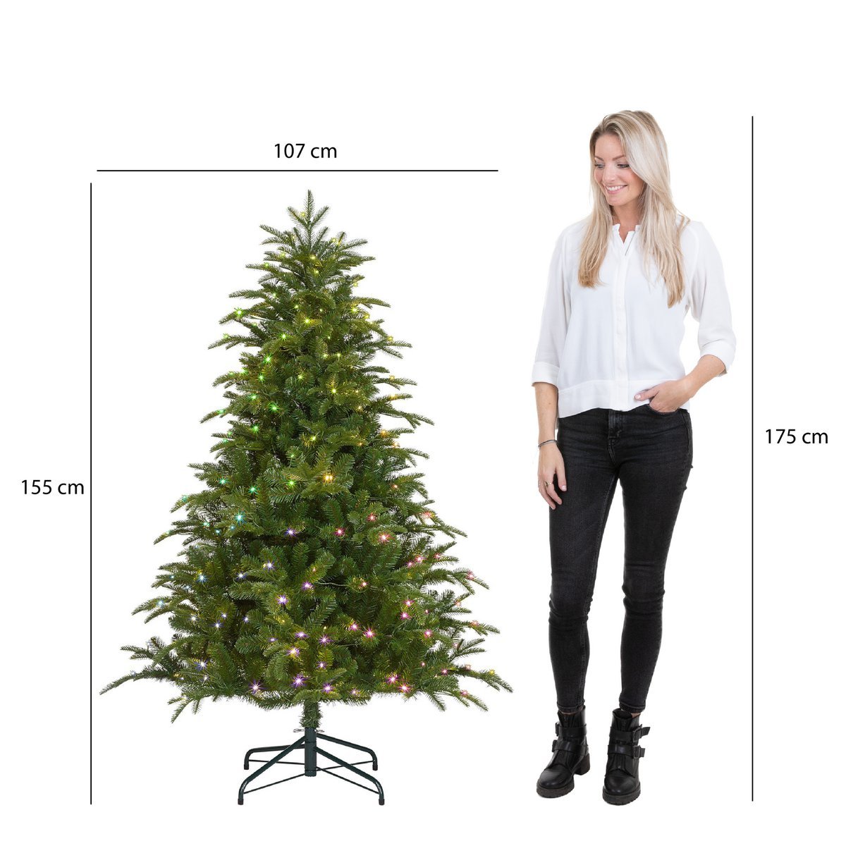 Smart lighting Nestow Kunstkerstboom - H155 x Ø107 cm - Groen