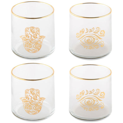 Waterglazen – Set van 4 – Fatma Hand Design met Goud