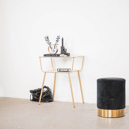 Side table / Bedside table - Metal &amp; Glass - Gold -50x35x60cm