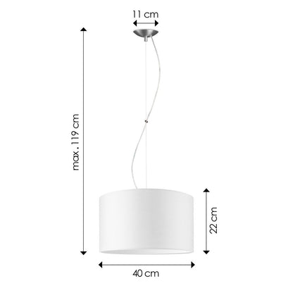 Lampe à suspension de luxe avec abat-jour, E27, blanc, 40 cm