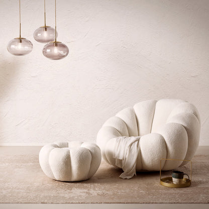 Fauteuil- en krukset wit teddybont |woon-meubel.nl