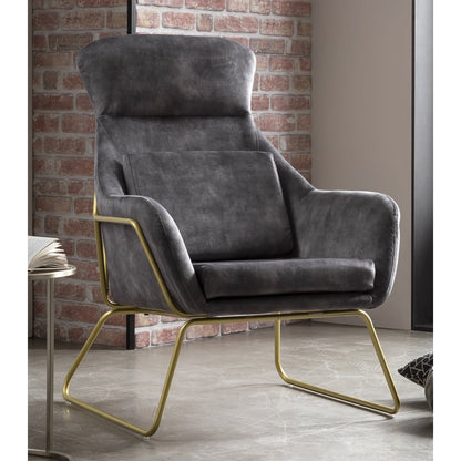 Loungestoel van grijs fluweel |woon-meubel.nl