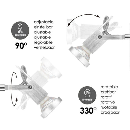 Spot mural LED Cali - avec lampe LED à intensité variable - acier