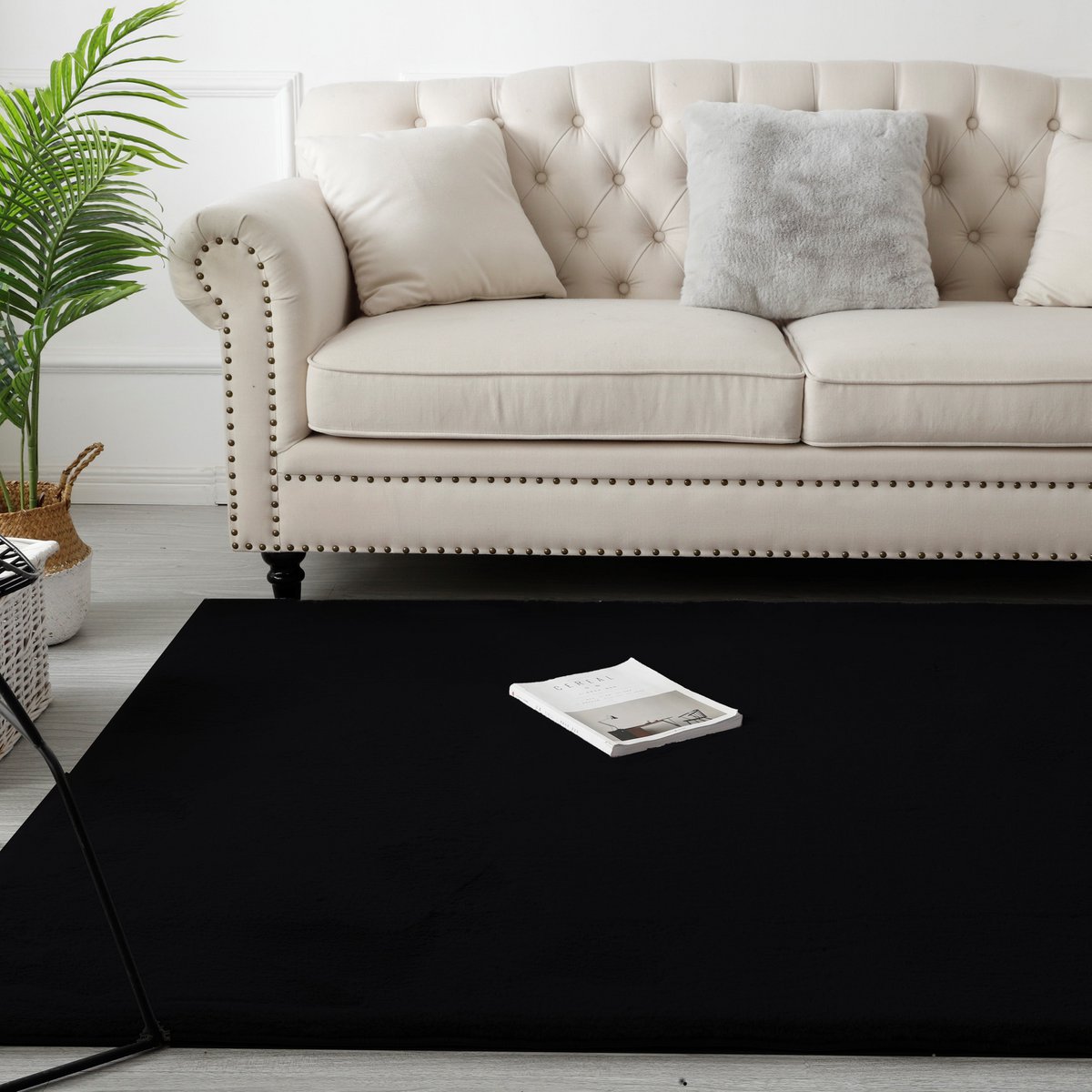 Fluffy Vloerkleed Black 80x300CM