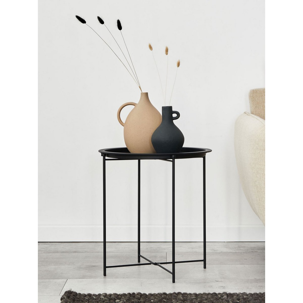 Bijzettafel met opbergruimte – Ø 47 cm | In verschillende kleuren | Voor binnen en buiten