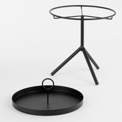 Aston Bijzettafel met Afneembaar Dienblad - H40 x Ø31 cm, Zwart|woon-meubel.nl