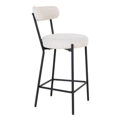 Badalona Counter Chair - Bar stool, white bouclé