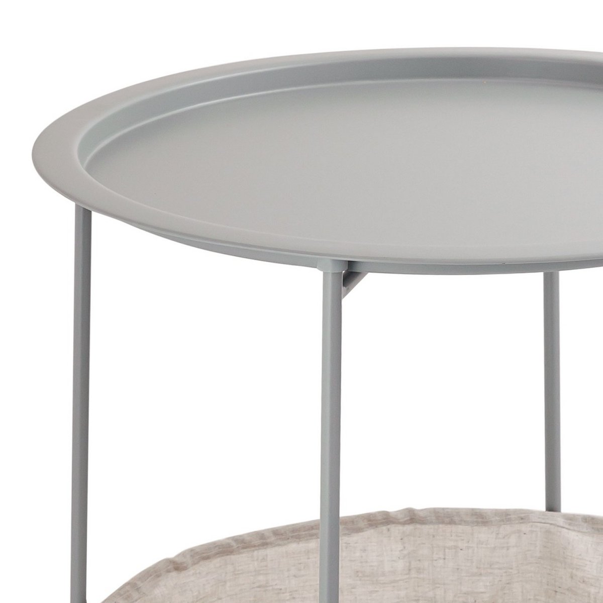 Inklapbare ronde bijzettafel met opbergruimte – Ø 47 cm | Voor binnen en buiten