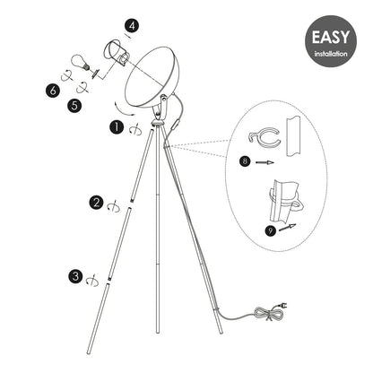 Classic Floor Lamp Letal - Standing Lamp - Black/Gold