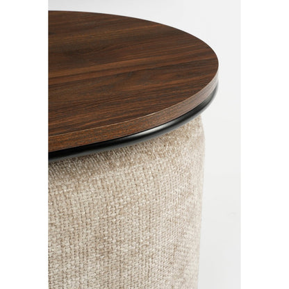 Coffee table with poufs - 3-piece - L79 x W45 x H41 cm - Light grey