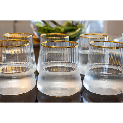 Waterglazen met Gouden Rand – Set van 6 – 350 ml – Luxe
