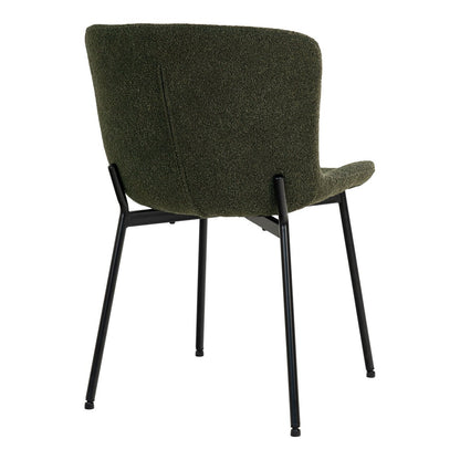Maceda Dining Chair - Dining chair in bouclé, dark green with black legs - Set of 2