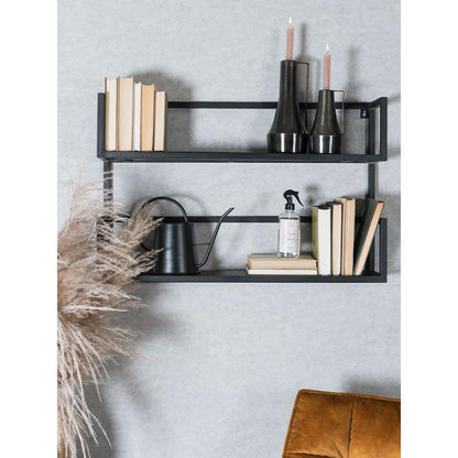 Wandplank Vintage Zwart Mangohout - Duo | woon-meubel.nl