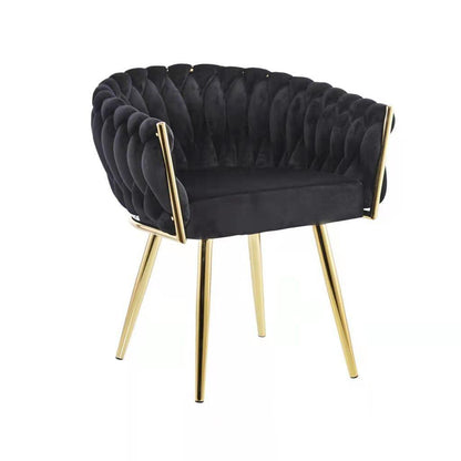 Eva Chair Velvet weefpatroon - Zwart goud |woon-meubel.nl