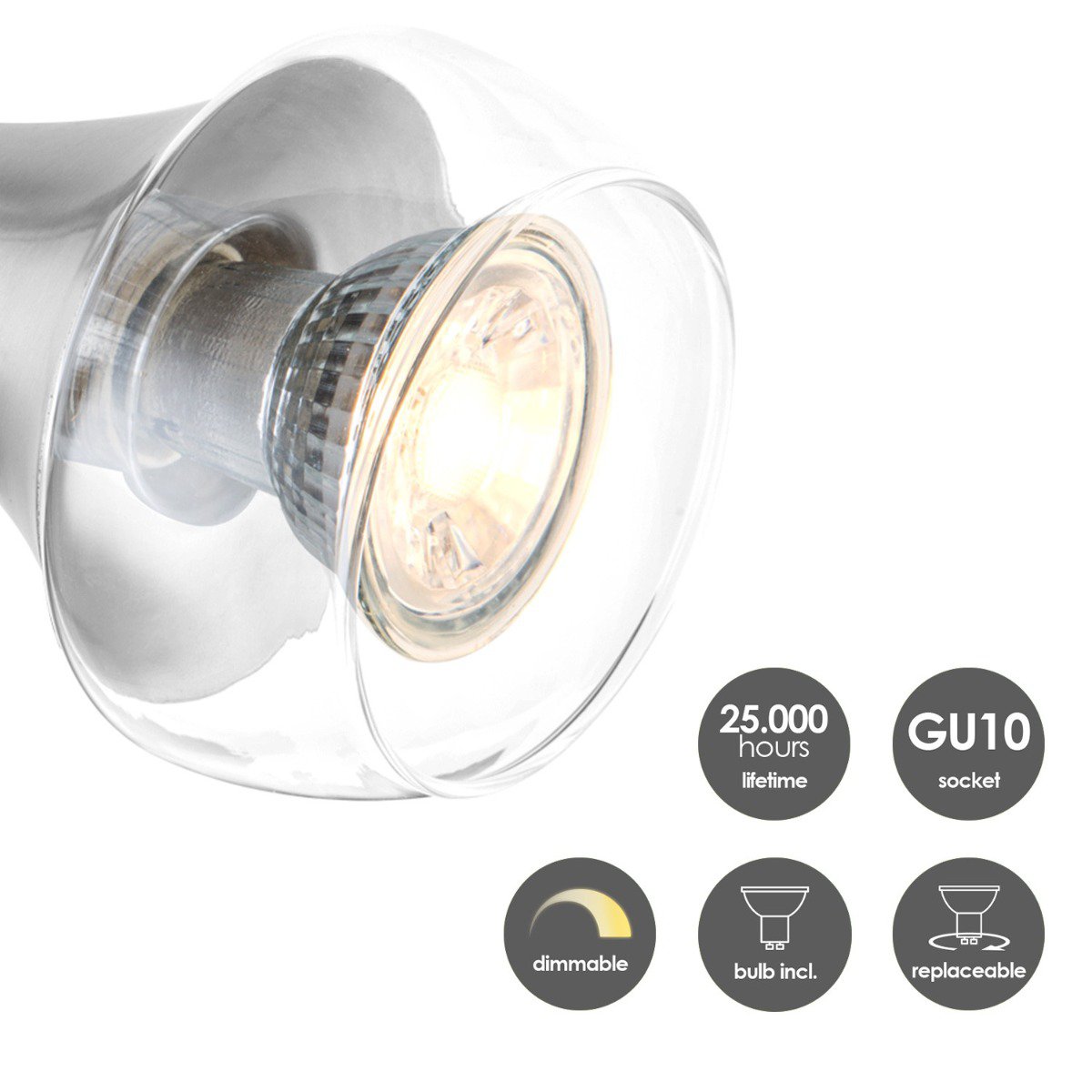 LED Wandspot Vaya - incl. dimbare LED lamp - staal