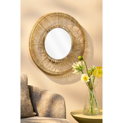 Ludy Wandspiegel - Jute - Lichtbruin H5 x Ø60 cm |woon-meubel.nl