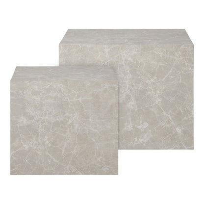 Praagse salontafelset van 2 - Beige, marmerlook, MDF |woon-meubel.nl