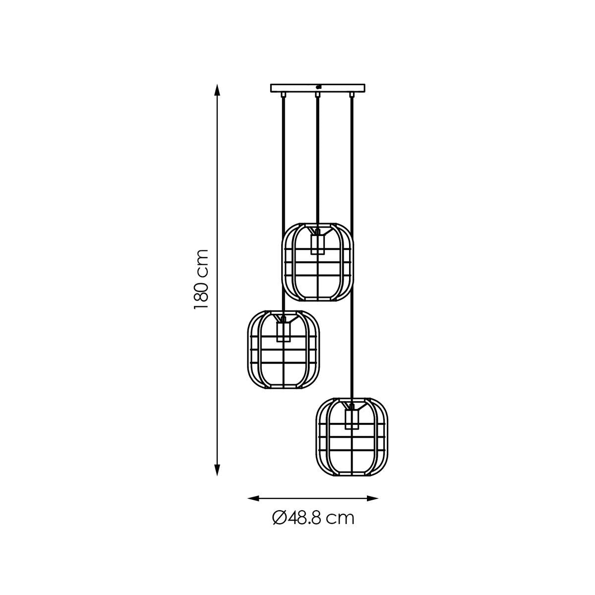 Hanglamp Nero - Zwart - 49x49x180cm