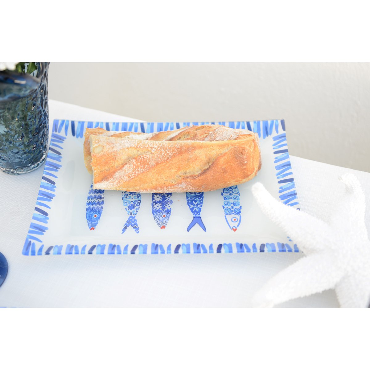 Aulica Rechthoekige Blauwe Vissen schaal – Serveer- & Decoratieschaal 35×25 cm