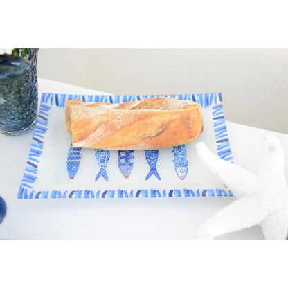 Aulica Rechthoekige Blauwe Vissen schaal – Serveer- & Decoratieschaal 35×25 cm