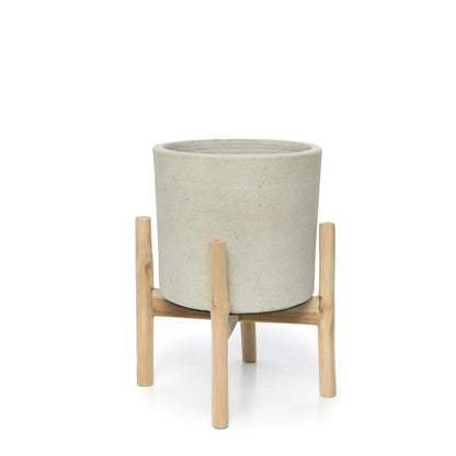 Design Plantenhouder – Terracotta & Teakhout |woon-meubel.nl