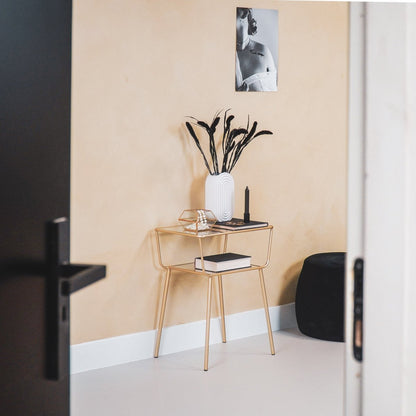 Side table / Bedside table - Metal &amp; Glass - Gold -50x35x60cm