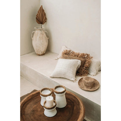 De Mooie Kaarsenhouder terracotta - Wit Naturel - M |woon-meubel.nl