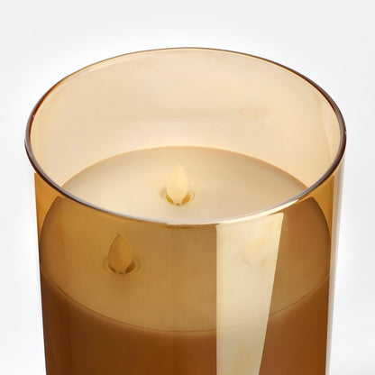 LED Candle - H20 x Ø15 cm - Glass/Wax - Gold