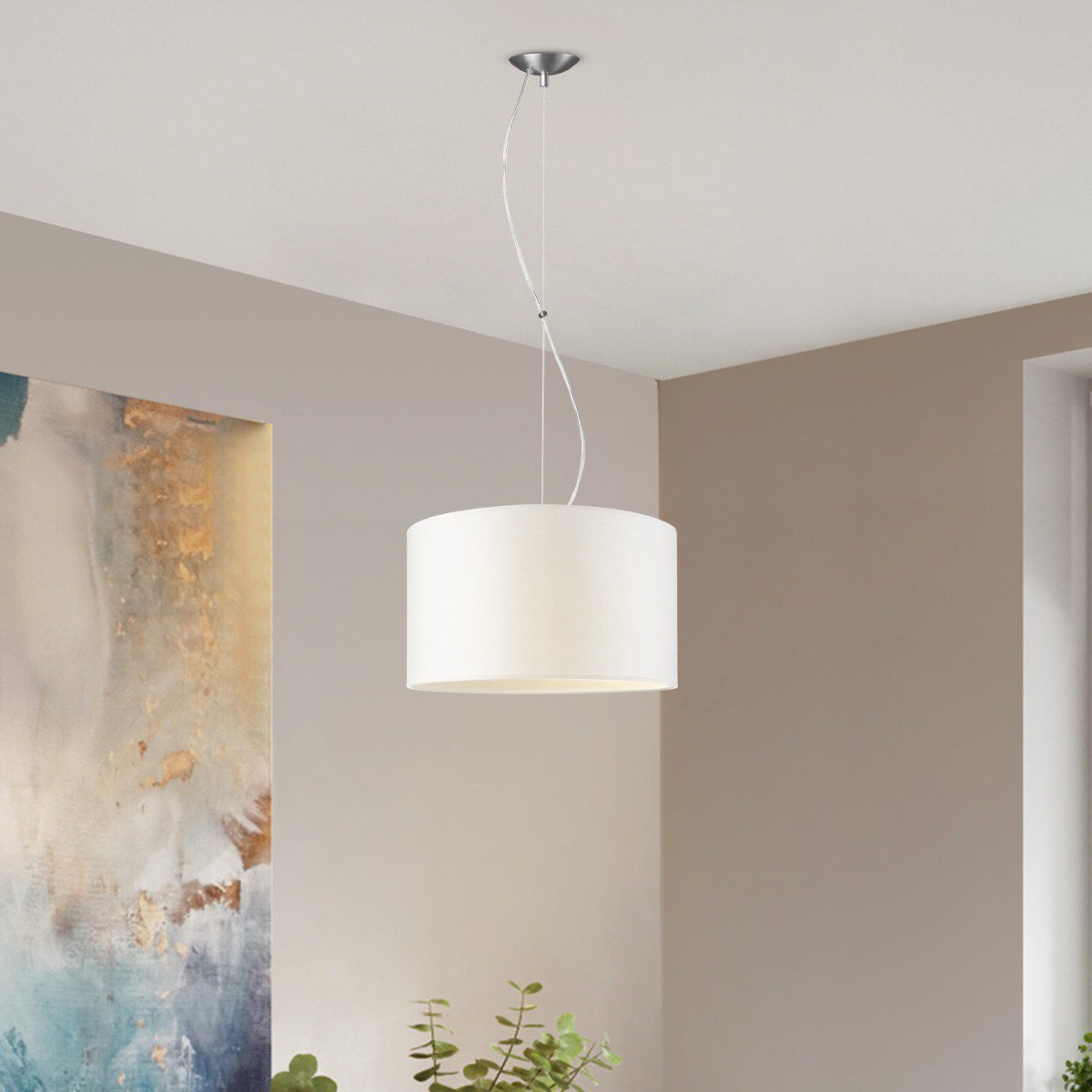 Hanglamp Deluxe met lampenkap, E27, wit, 40cm