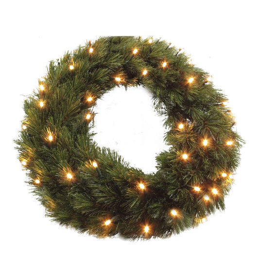 Forest Frosted Kerstkrans met LED Verlichting - Ø45 cm - Groen