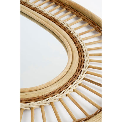 Oval Wall Mirror - L59 x W40 x H3 cm - Rattan - Light Brown