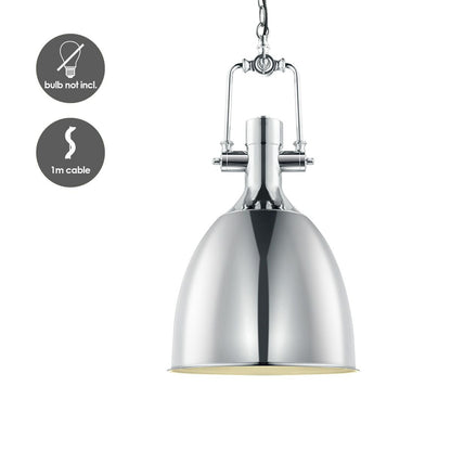 Hanging lamp Dive - chrome - 28.5x29x140cm