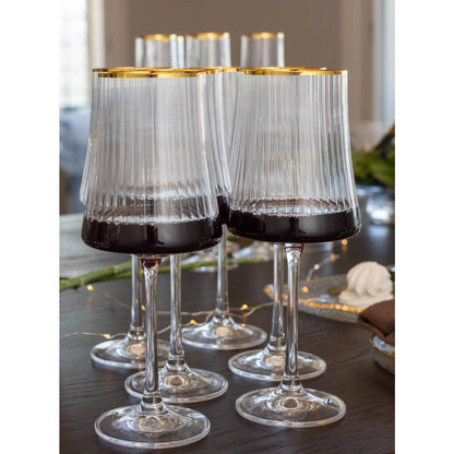 Wijnglazen – Set van 6 – Transparant met Gouden Rand – Marie Design
