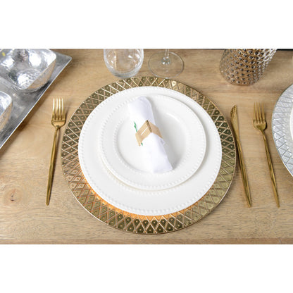 Aulica Platte Porseleinen Dinerbord – Wit met Parelpatroon Ø26,7 cm |woon-meubel.nl