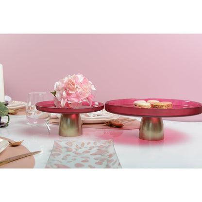 Raspberry cake stand on foot by Aulica – red glass Ø28cm