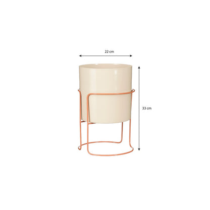 Collins Bloempot op Standaard  Metaal - Off-white, Perzik |woon-meubel.nl