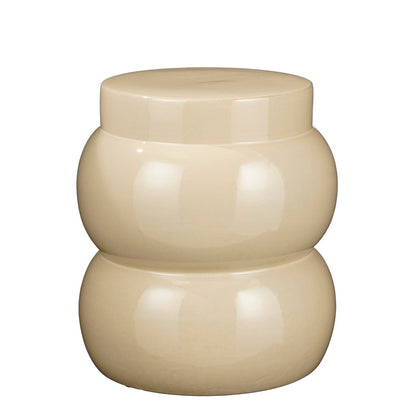 Vendi Bijzettafel - H40 x Ø35 cm - Keramiek - Crème |woon-meubel.nl