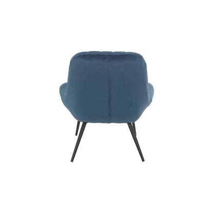 Fauteuil XXL velours blauw metaal zwart | woon-meubel.nl