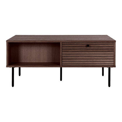 Kyoto-salontafel Eikenfineer en Zwart Metalen Poten | woon-meubel.nl
