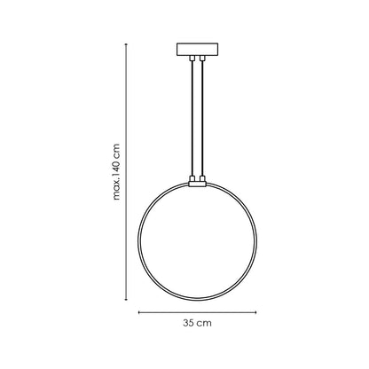 Hanging lamp Eclipse - Silver - 35x12x140cm